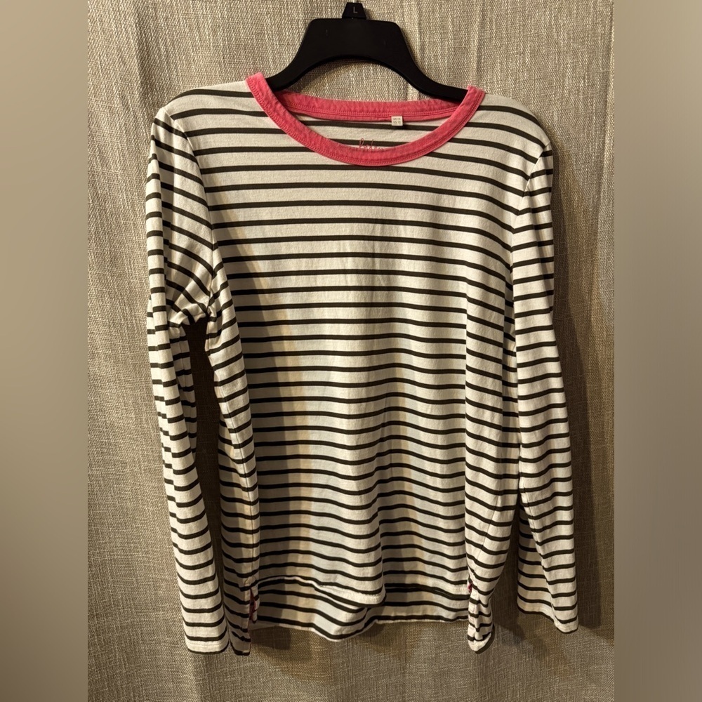 Boden Long Sleeve Breton Top Stripes Ahead- Size 10-green stripes-EUC!!